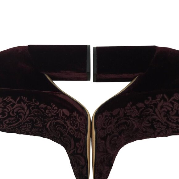Jessica Simpson Wovella Velvet Embroidered Ankle Boots Women 9 Maroon Wine Block - Picture 15 of 16